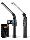 2Pack Magnetic Rechargeable LED Work Light/Flashlight for Mechanics | All Aluminum, 1500 High Lumens, Digital Display, 7 Modes, 360° Rotation, for Car Repairing, Emergency, Gifts for Father