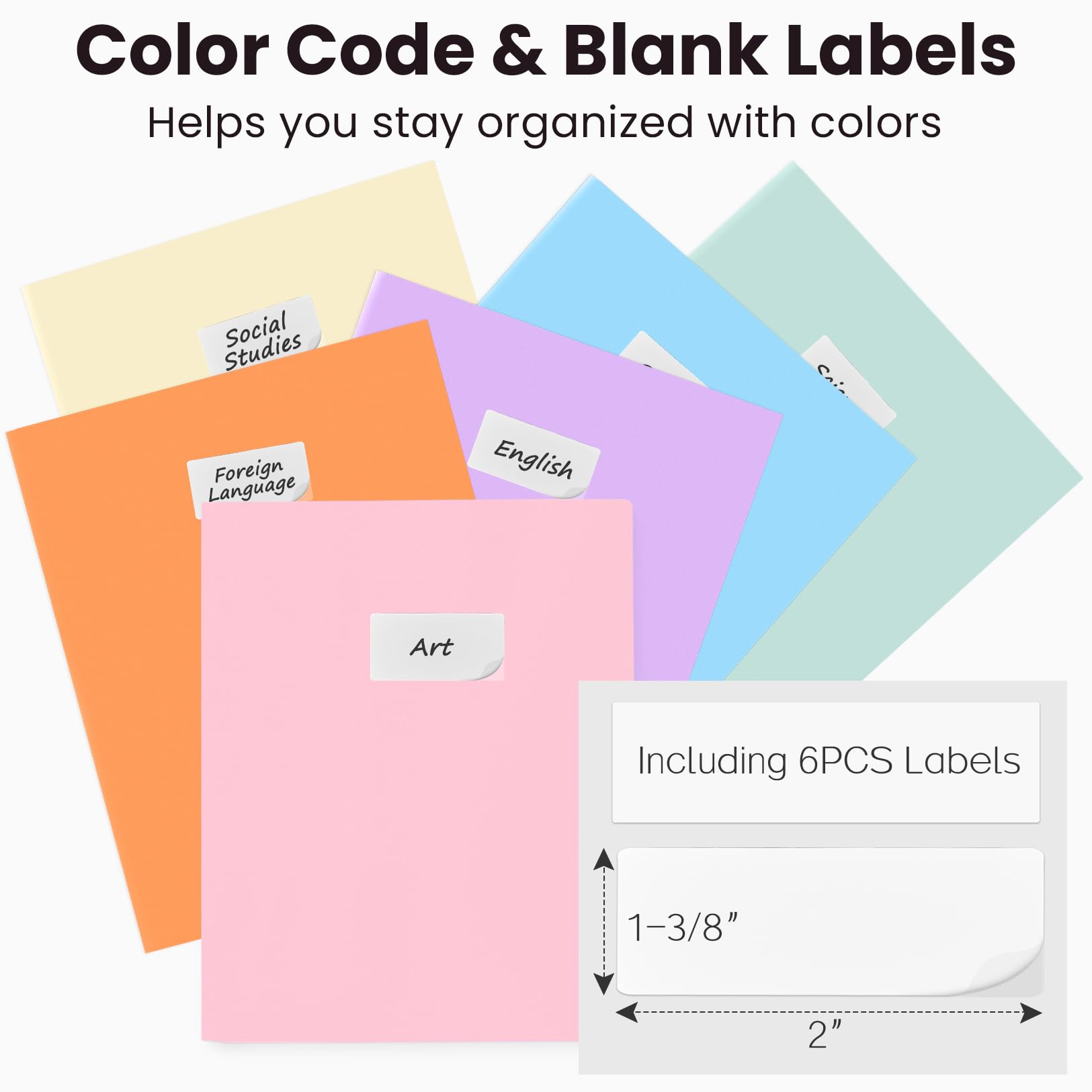 Sooez 6Pack Folders with Pockets, Pastels Colors, Heavy Duty Pocket Folder, Plastic Folders with Pockets, 2-Pocket Folder Bulk, Aesthetic File Folder, Back to School Office Filing Supplies