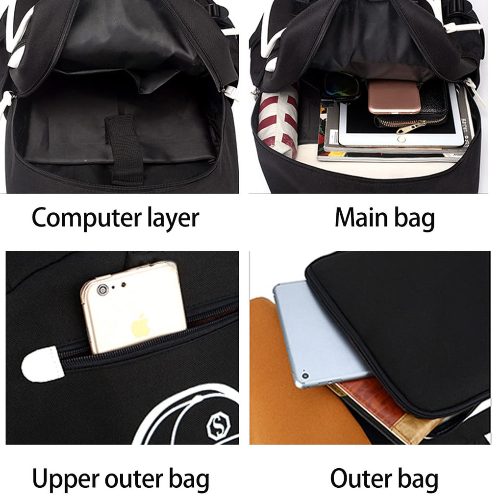 Asge Large Nylon Backpacks for Boys & Girls, Waterproof Satchel with Print, School Bags for 8-16 Years