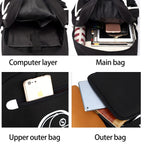 Asge Large Nylon Backpacks for Boys & Girls, Waterproof Satchel with Print, School Bags for 8-16 Years