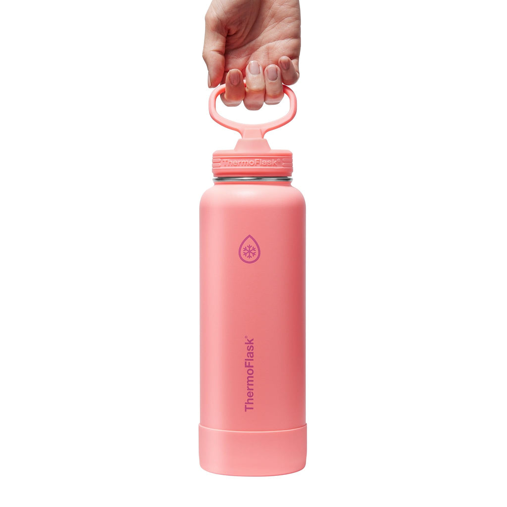 ThermoFlask Insulated Water Bottle with Straw Lid (24 oz, Purple Sunset) - Leakproof, Stainless Steel Water Bottle for Cold & Hot Drinks, Travel & Daily Hydration