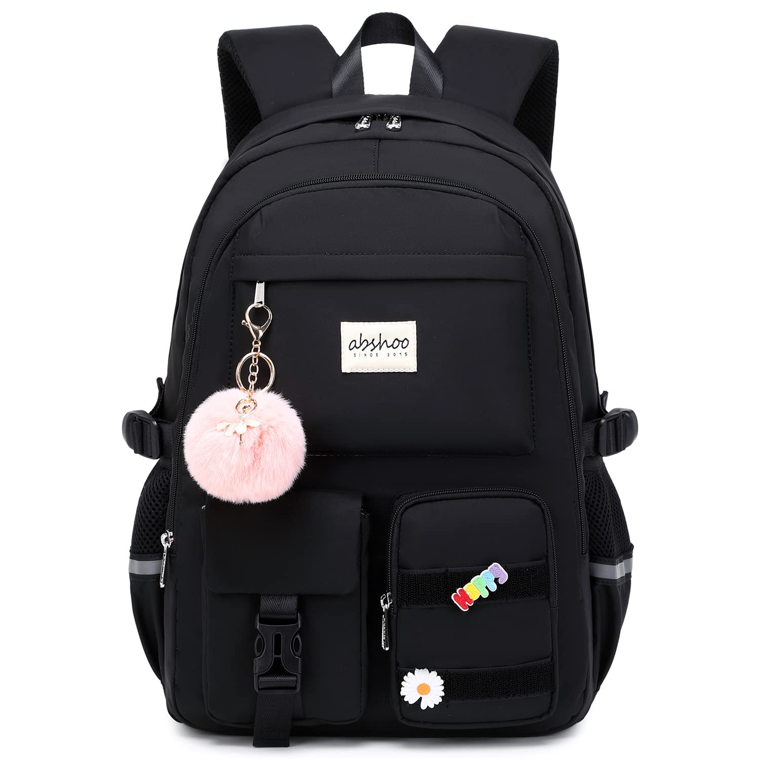 abshoo Big Student Laptop Backpack For College Women Middle High School Teen Girls Bookbag Travel Daypack (Black) | For College