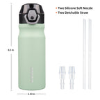 BJPKPK Insulated Water Bottle 18oz Stainless Steel Water Bottles with Straw and Carry Handle Double Wall Metal Thermal Flask,Light Blue Leopard