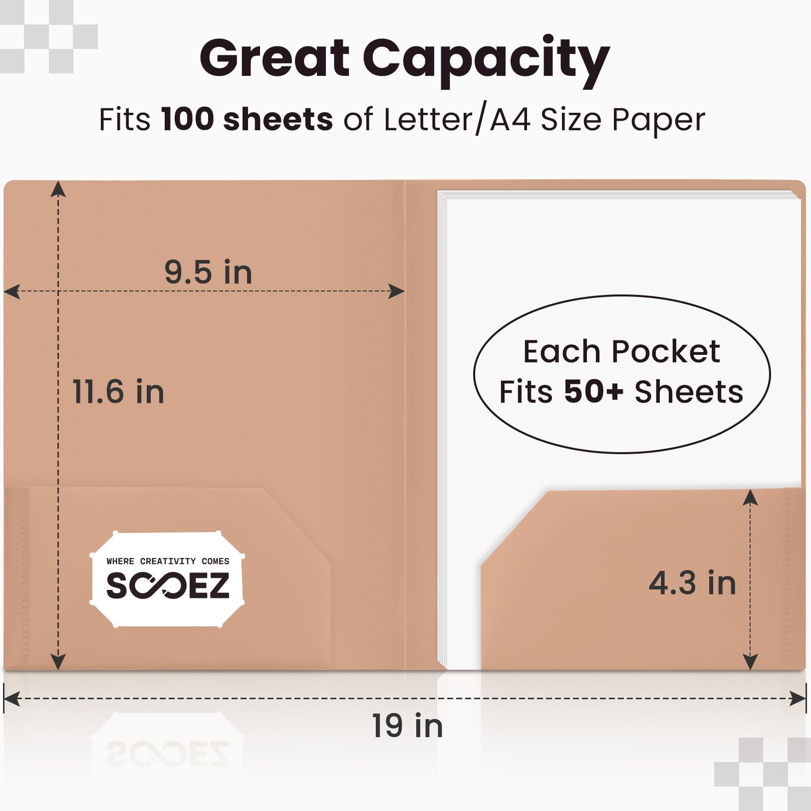 Sooez 6Pack Folders with Pockets, Pastels Colors, Heavy Duty Pocket Folder, Plastic Folders with Pockets, 2-Pocket Folder Bulk, Aesthetic File Folder, Back to School Office Filing Supplies