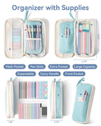 Four Candies 39 PCS Aesthetic Stationery Set with Cute Pen Case, College Supplies and Nursing Essentials, 12 Pastel Highlighters, 5 Black Gel Pens, 6 Mechanical Pencils, Pink