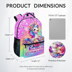 Unicorn Backpack for Girls Custom School Bookbag with Name - Personalized Toddler Schoolbag with Rainbow for Preschool Kindergarten Elementary (17 Inch)