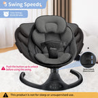LAREX Baby Swing Infant Swing Electric Toddler Baby Rocker Portable for Newborn Boy Girl, 5 Sway Speeds with Remote Control, 10 Preset Melodies and Bluetooth, 0-6 Months Max 20 Lbs (Black)
