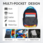 Dinosaur Backpack for Kids Personalized Boys Truck Bookbag with Name - 17 Inch Toddler School Bag with Padded Straps for Preschool Kindergarten Elementary