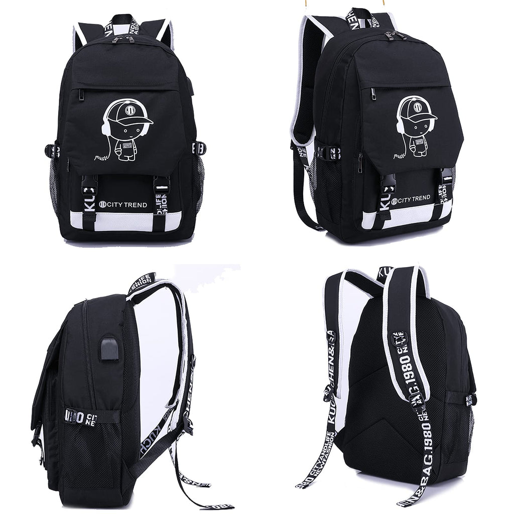 Asge Large Nylon Backpacks for Boys & Girls, Waterproof Satchel with Print, School Bags for 8-16 Years