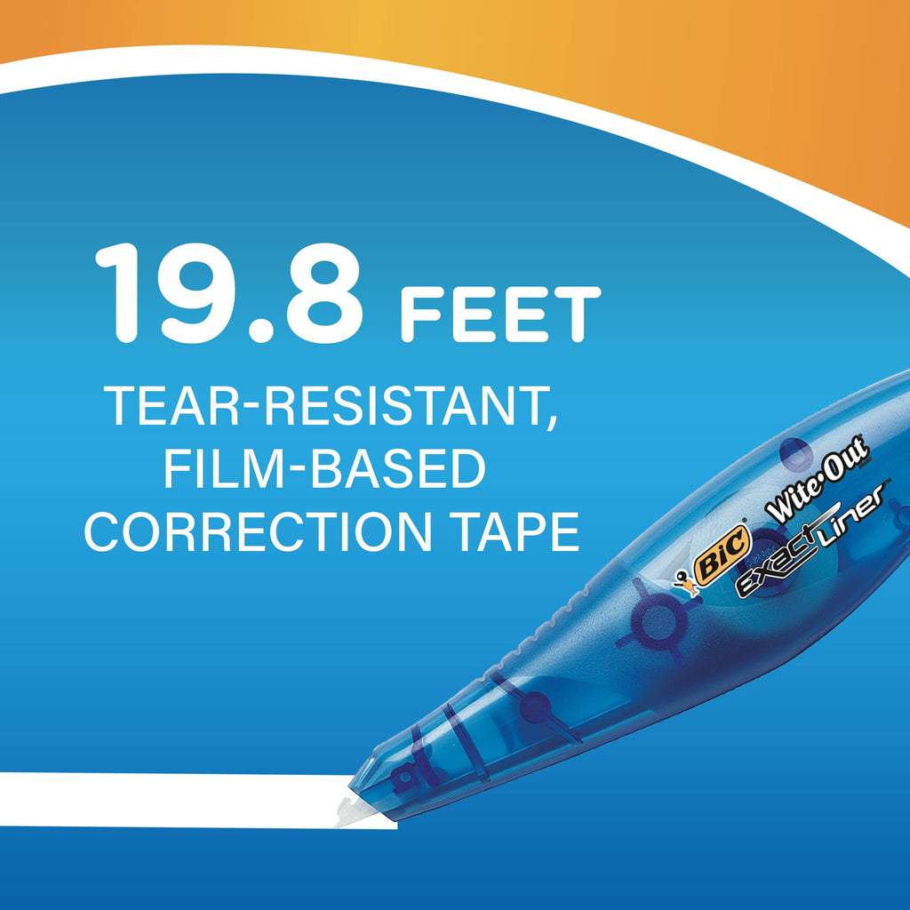 BIC Wite-Out EZ Correct Correction Tape, School Supplies for Students and Teachers, Applies Dry, No Dry Time, Tear Resistant, 4-Count Pack in White