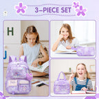 Lovely Girls Backpack School Bag for Students Kids Book Bag with Multiple Pockets Splash-proof Children's Backpack（17inch Pink）