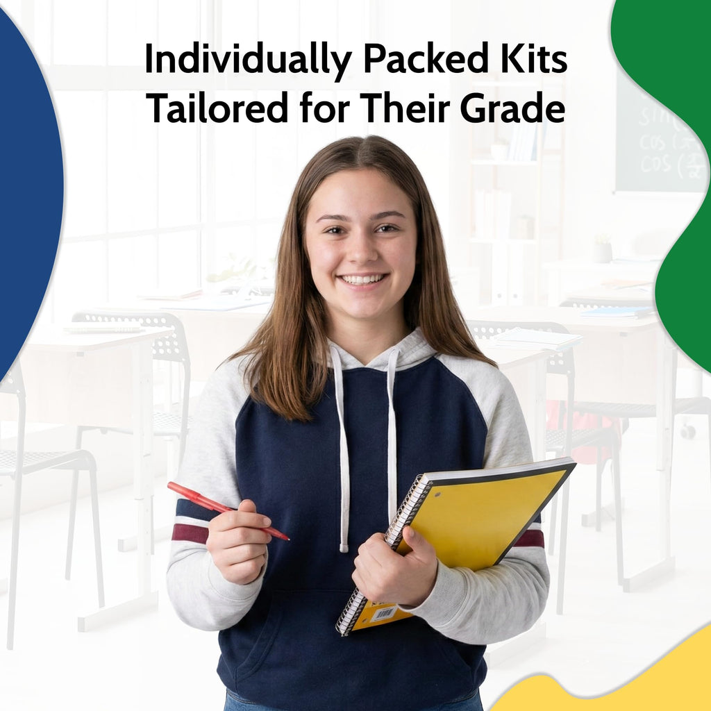 EPI Essentials Back to School Supplies for Kids 6th-12th Grade – 51 Items in Kit – Middle to High School Supply Packs – College-Ruled Bundle with Composition Notebooks – Suitable for Homeschooling