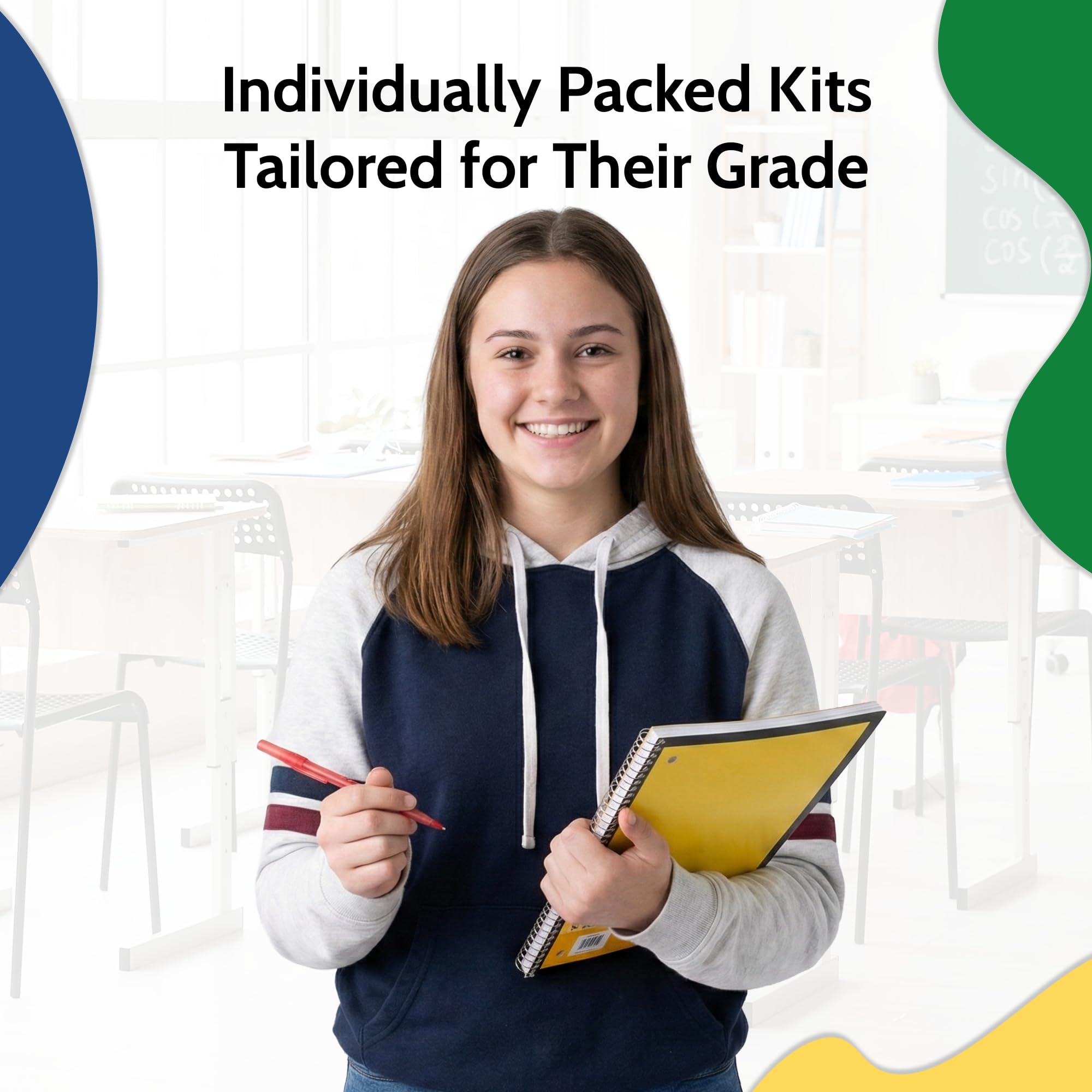 EPI Essentials Back to School Supplies for Kids 6th-12th Grade – 51 Items in Kit – Middle to High School Supply Packs – College-Ruled Bundle with Composition Notebooks – Suitable for Homeschooling