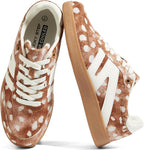 LUCKY STEP Women Classic Retro Gum Sole Fashion Sneakers Casual Tennis Skate Shoe Genuine Leather Walking Footwear Anti Slip Trainers