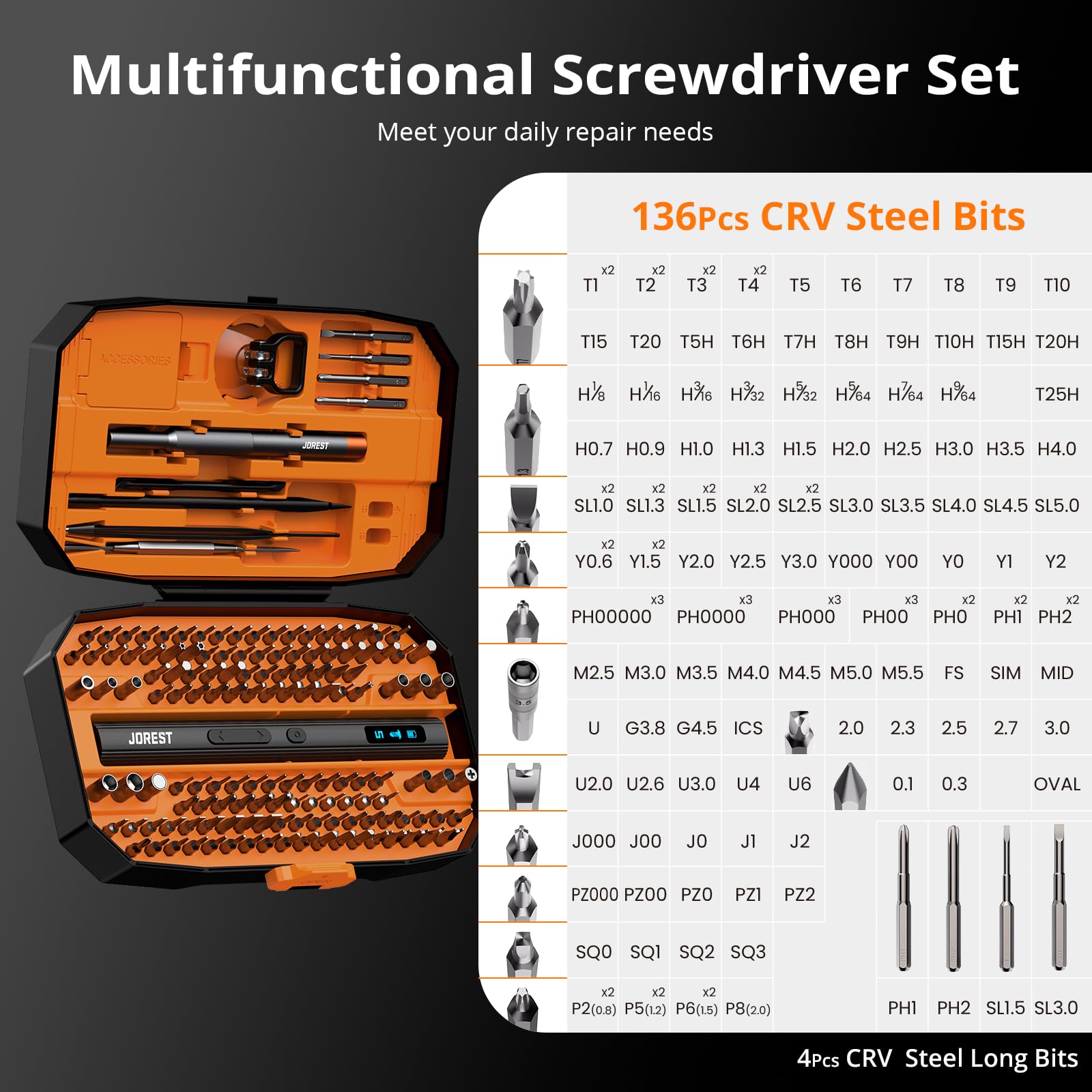 JOREST Small Precision Screwdriver Set with Torx Triwing Phillips, Mini Repair Tool Kit for Macbook, Computer, Laptop, PC, iPhone, PS5, Xbox, Switch, Glasses, Watch, Ring Doorbell, Electronics