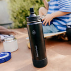 ThermoFlask Insulated Water Bottle with Straw Lid (24 oz, Purple Sunset) - Leakproof, Stainless Steel Water Bottle for Cold & Hot Drinks, Travel & Daily Hydration