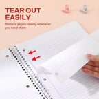 SUNEE Spiral Notebooks, 1-Subject, 5 Pack, College Ruled Paper, 8" x 10-1/2", 70 Sheets per Notebook,3-Hole Punched Paper, Pink,Purple, Blue, Green, Yellow Spiral Lined Notebooks for School,Work