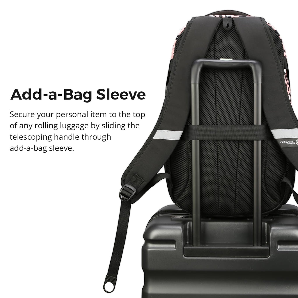 Swissdigital Design Laptop Backpack with USB Charging Port, Travel Backpack Fits 15.6 inches Computer, 31L College School Backpack for Men, Black | SD803-01