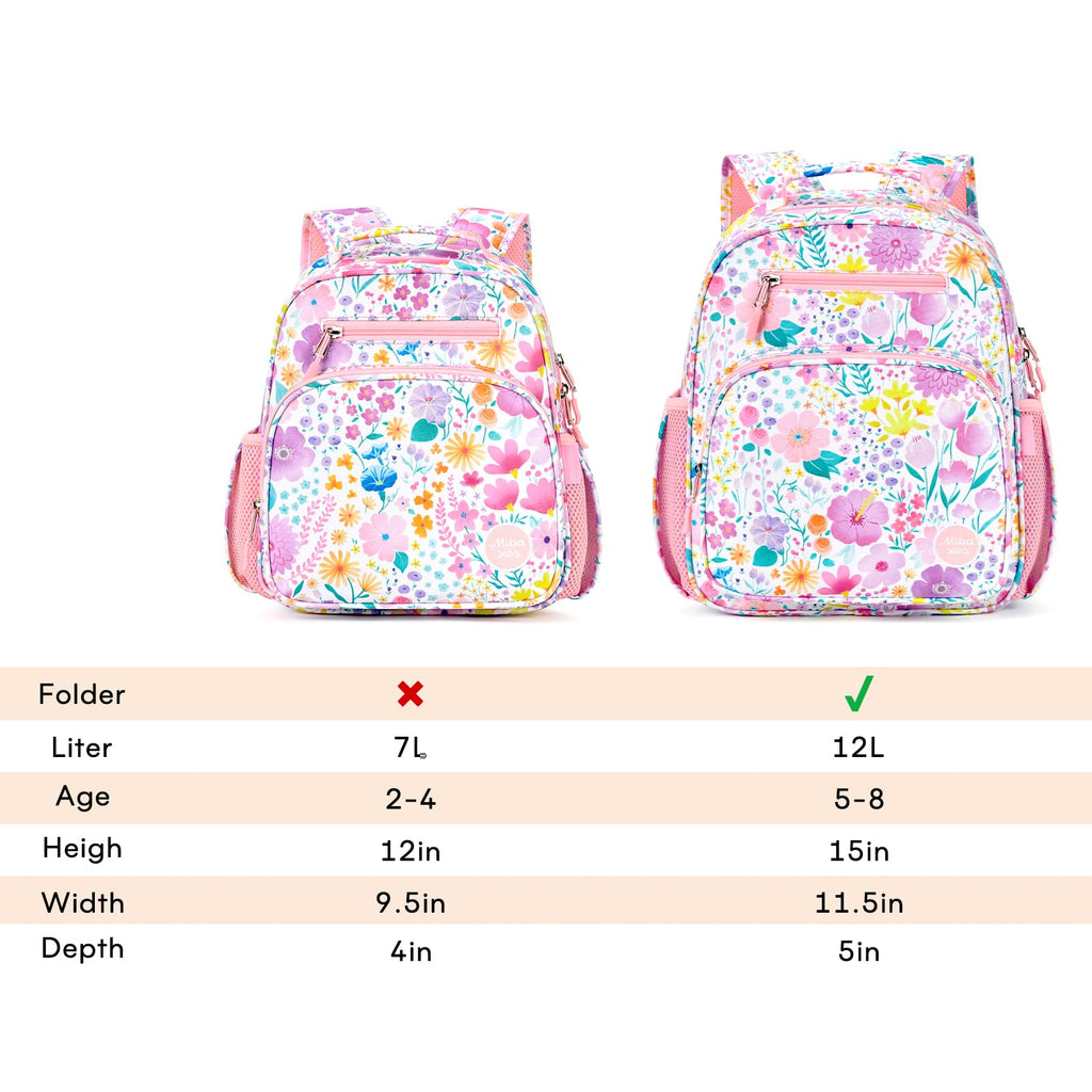mibasies Kids Backpack for Girls: Girls Backpack 5-8 - Kindergarten Elementary School Bookbag for Girl - Flower Pink