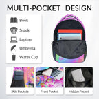 Unicorn Backpack for Girls Custom School Bookbag with Name - Personalized Toddler Schoolbag with Rainbow for Preschool Kindergarten Elementary (17 Inch)
