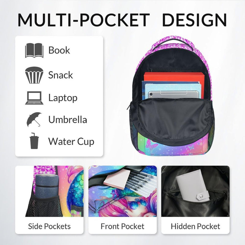 Unicorn Backpack for Girls Custom School Bookbag with Name - Personalized Toddler Schoolbag with Rainbow for Preschool Kindergarten Elementary (17 Inch)