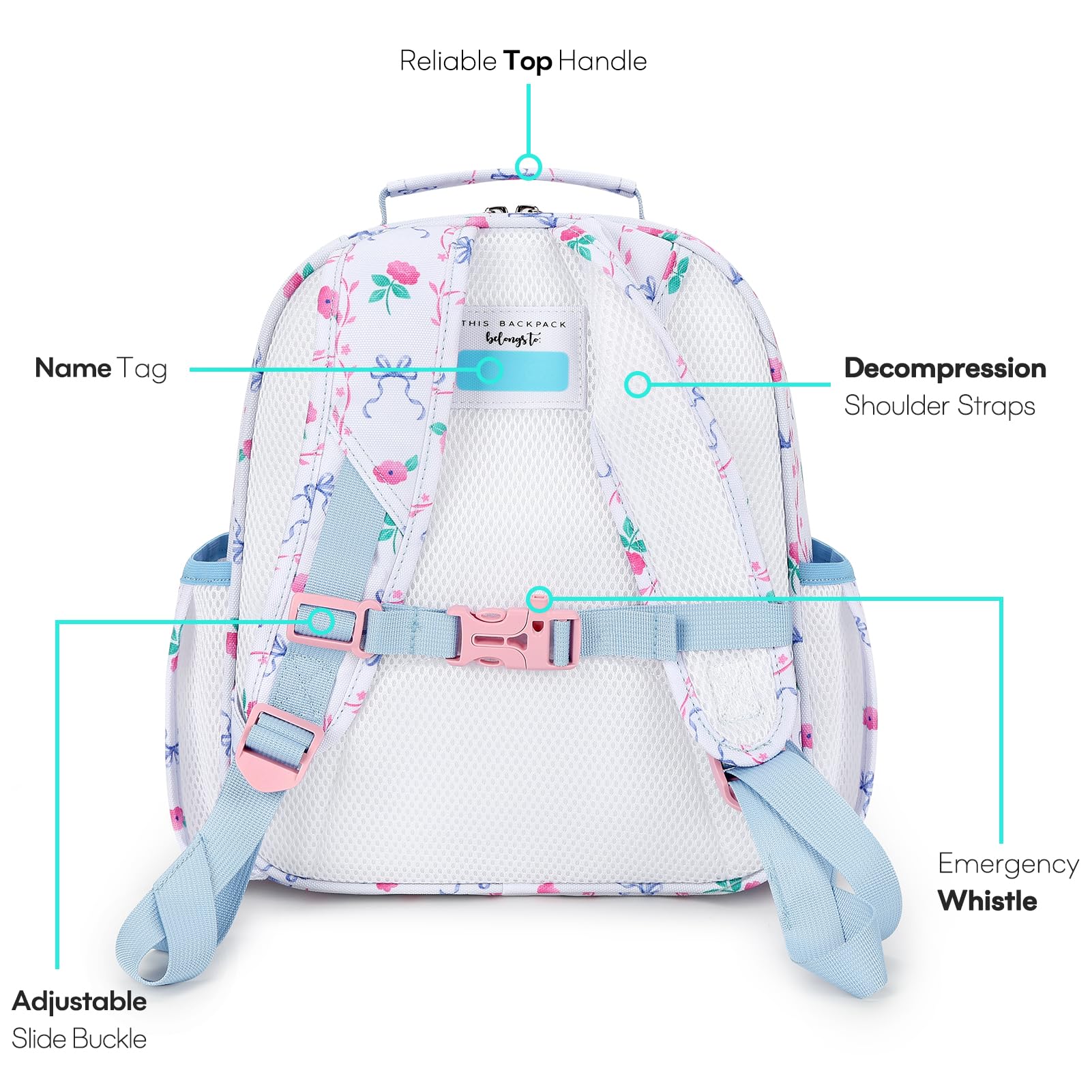 mibasies Kids Backpack for Girls: Girls Backpack 5-8 - Kindergarten Elementary School Bookbag for Girl - Flower Pink