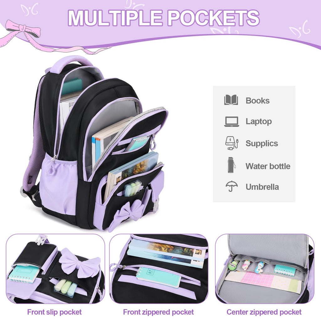 DIGOBAY Backpack for Girls, 3PCS Girls Backpack for School with Lunch Bag Pencil Case, Cute Kids Teens Bookbag for Kindergarten Elementary Preschool Middle School (Pink)