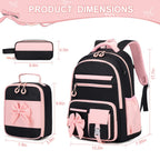 DIGOBAY Backpack for Girls, 3PCS Girls Backpack for School with Lunch Bag Pencil Case, Cute Kids Teens Bookbag for Kindergarten Elementary Preschool Middle School (Pink)