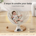 Baby Swings for Infants, Monamii Baby Swing, Bluetooth Infant Swing with Music Speaker, 5 Speeds and Remote Control, Indoor & Outdoor Use (Beige)