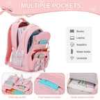 DIGOBAY Backpack for Girls, 3PCS Girls Backpack for School with Lunch Bag Pencil Case, Cute Kids Teens Bookbag for Kindergarten Elementary Preschool Middle School (Pink)