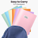 Sooez 6Pack Folders with Pockets, Pastels Colors, Heavy Duty Pocket Folder, Plastic Folders with Pockets, 2-Pocket Folder Bulk, Aesthetic File Folder, Back to School Office Filing Supplies