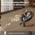 Baby Swings for Infants, Monamii Baby Swing, Bluetooth Infant Swing with Music Speaker, 5 Speeds and Remote Control, Indoor & Outdoor Use (Beige)