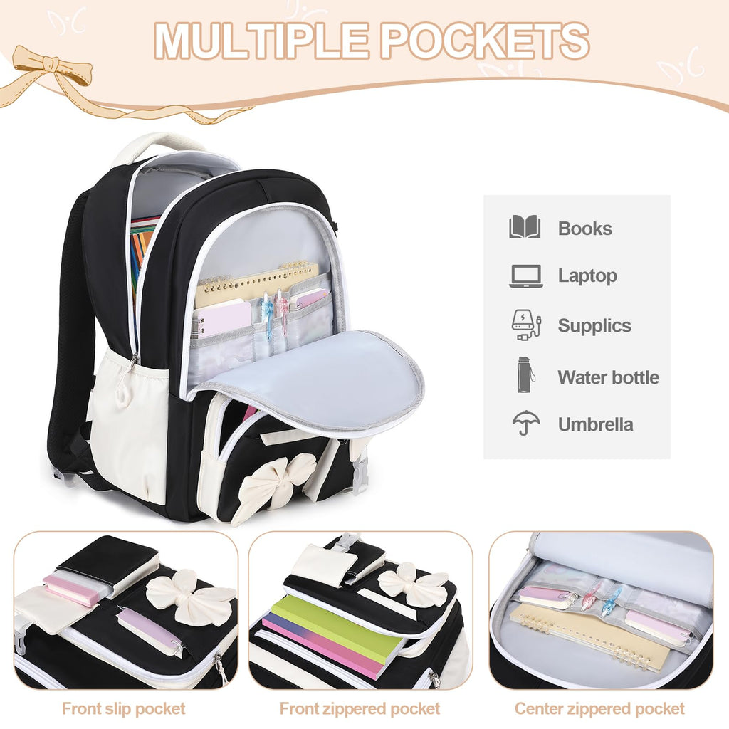 DIGOBAY Backpack for Girls, 3PCS Girls Backpack for School with Lunch Bag Pencil Case, Cute Kids Teens Bookbag for Kindergarten Elementary Preschool Middle School (Pink)