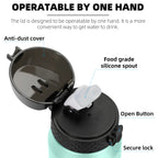 Fanhaw 20 Oz Kids Insulated Stainless Steel Water Bottle with Straw Lid, Leakproof & Anti-Dust Everyday Use Bottle for School, Women & Men, Back to School Essentials (Black)
