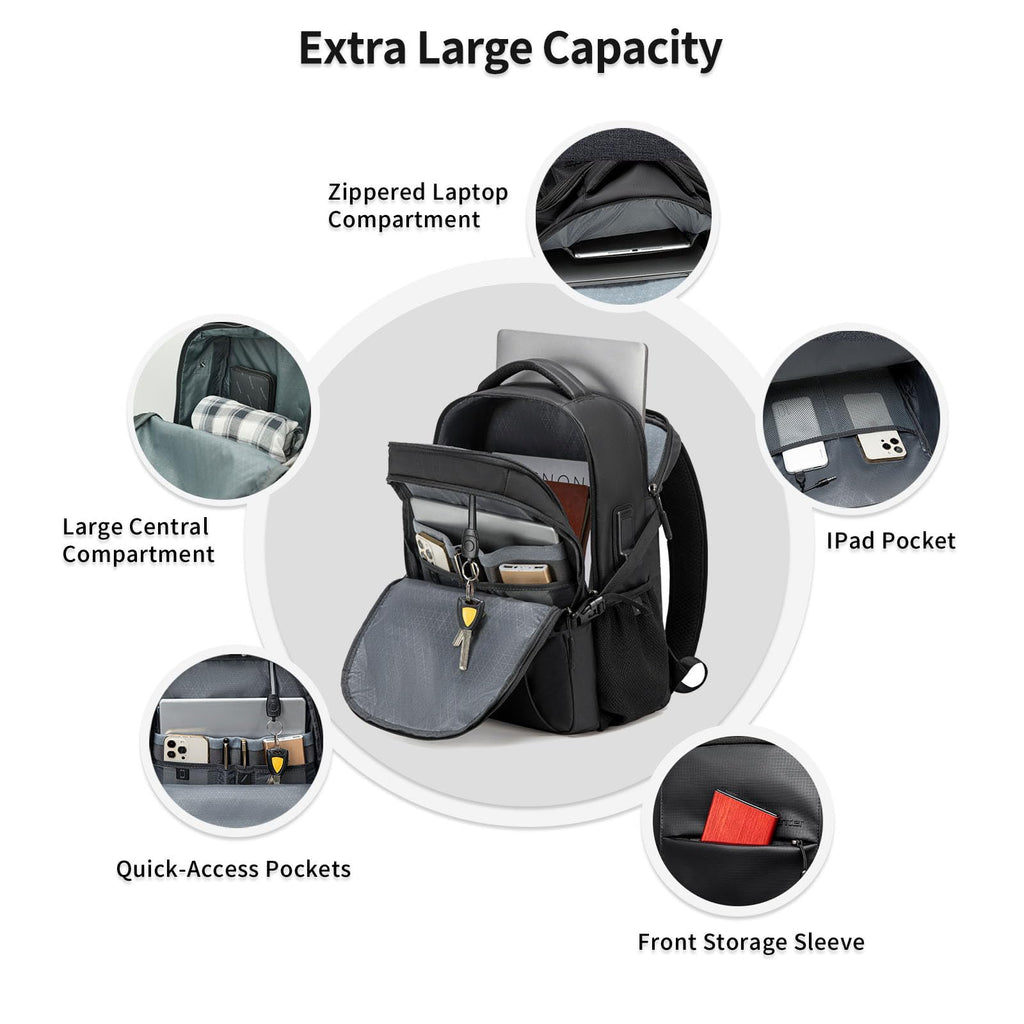 ARCTIC HUNTER AH Business Laptop Backpack for Men Work Commuting, 30L Large Travel Carry On Backpack Flight Approved for Airplane, Professional College Backpacks Casual Daypack Black