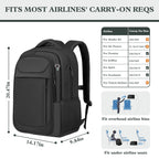 Travel Laptop Backpack 17 Inch, Sturdy Professional Travel Backpack for Men Women with LifetimeWarranty, Airline Approved Big Large Business Work College Computer Backpack, Black