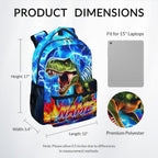 Dinosaur Backpack for Kids Personalized Boys Truck Bookbag with Name - 17 Inch Toddler School Bag with Padded Straps for Preschool Kindergarten Elementary