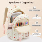 PRLINJSK Girls Backpack，Cute School Backpack for Girls Kids Teens，Kawaii Bookbag for Primary Elementary，Purple