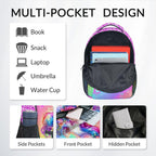 Unicorn Backpack for Girls Custom School Bookbag with Name - Personalized Toddler Schoolbag with Rainbow for Preschool Kindergarten Elementary (17 Inch)
