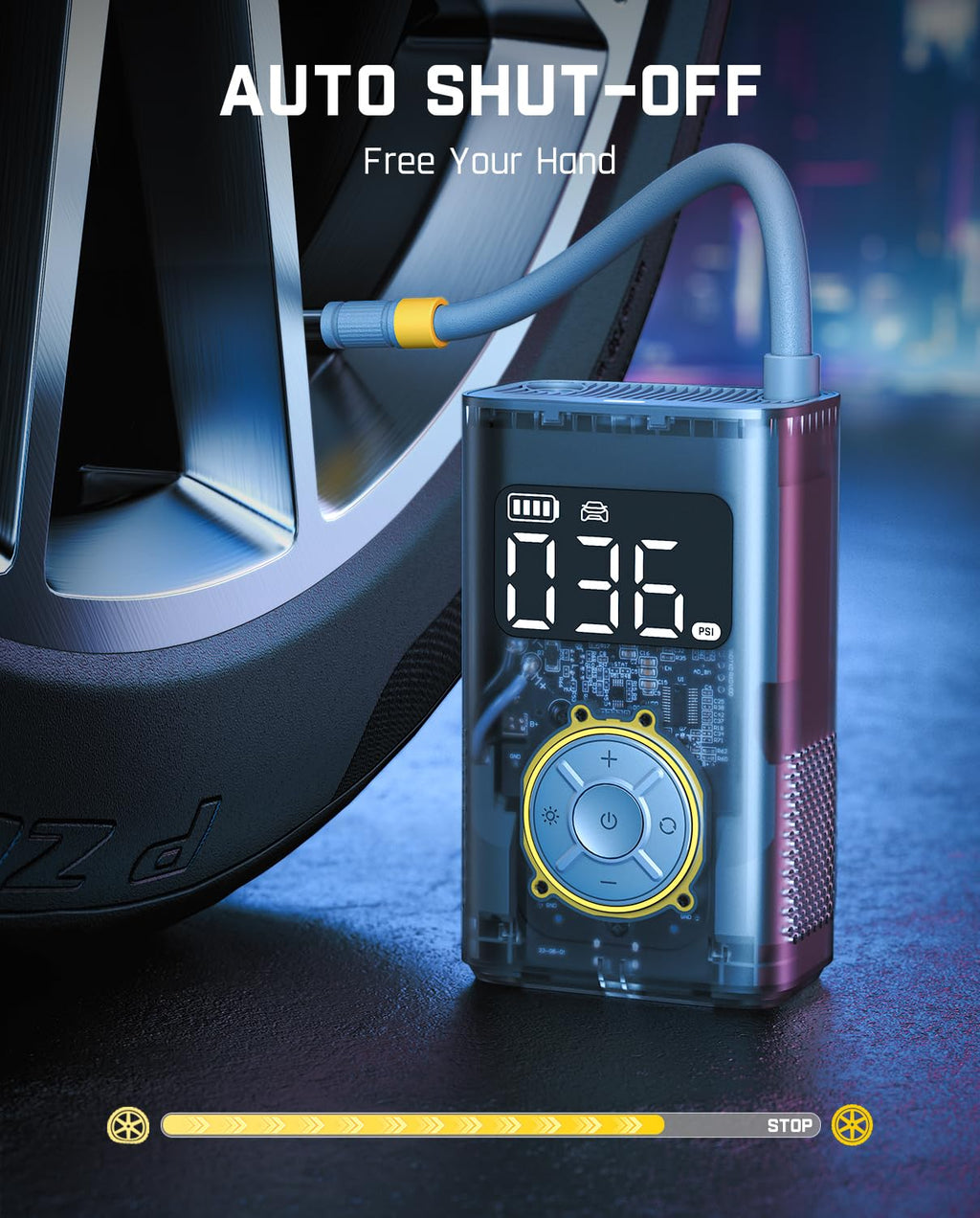 Fanttik X9 Pro Portable Tire Inflator for Compact Car, 1Min Fast Inflate Electric Bike Pump with Digital Tire Pressure Gauge, 150PSI Air Compressor for Electric Bikes, Motorcycle, Ball