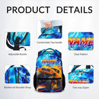 Dinosaur Backpack for Kids Personalized Boys Truck Bookbag with Name - 17 Inch Toddler School Bag with Padded Straps for Preschool Kindergarten Elementary