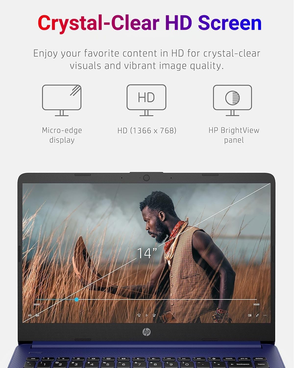 HP 14" Everyday Laptop • Copilot AI • Latest Intel 4-Core Processor • 4GB RAM • 64GB eMMC + 1TB Cloud Storage • 2026 Edition • Windows 11 • Microsoft 365 • Thin & Portable • Royal Blue