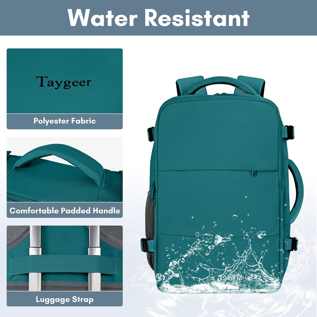 Taygeer Travel Laptop Backpack for Men Women, Airplane Approved Travel Backpack Suitcase with Water Bottle Pocket, Lightweight College 35l Luggage Bag 15.6inch Laptop Mochila Gifts for Business,Black