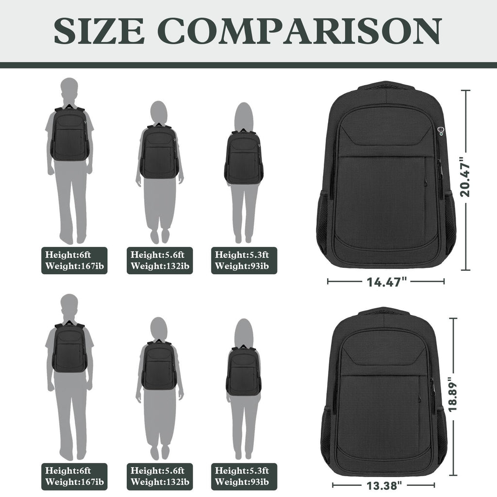 Travel Laptop Backpack 17 Inch, Sturdy Professional Travel Backpack for Men Women with LifetimeWarranty, Airline Approved Big Large Business Work College Computer Backpack, Black