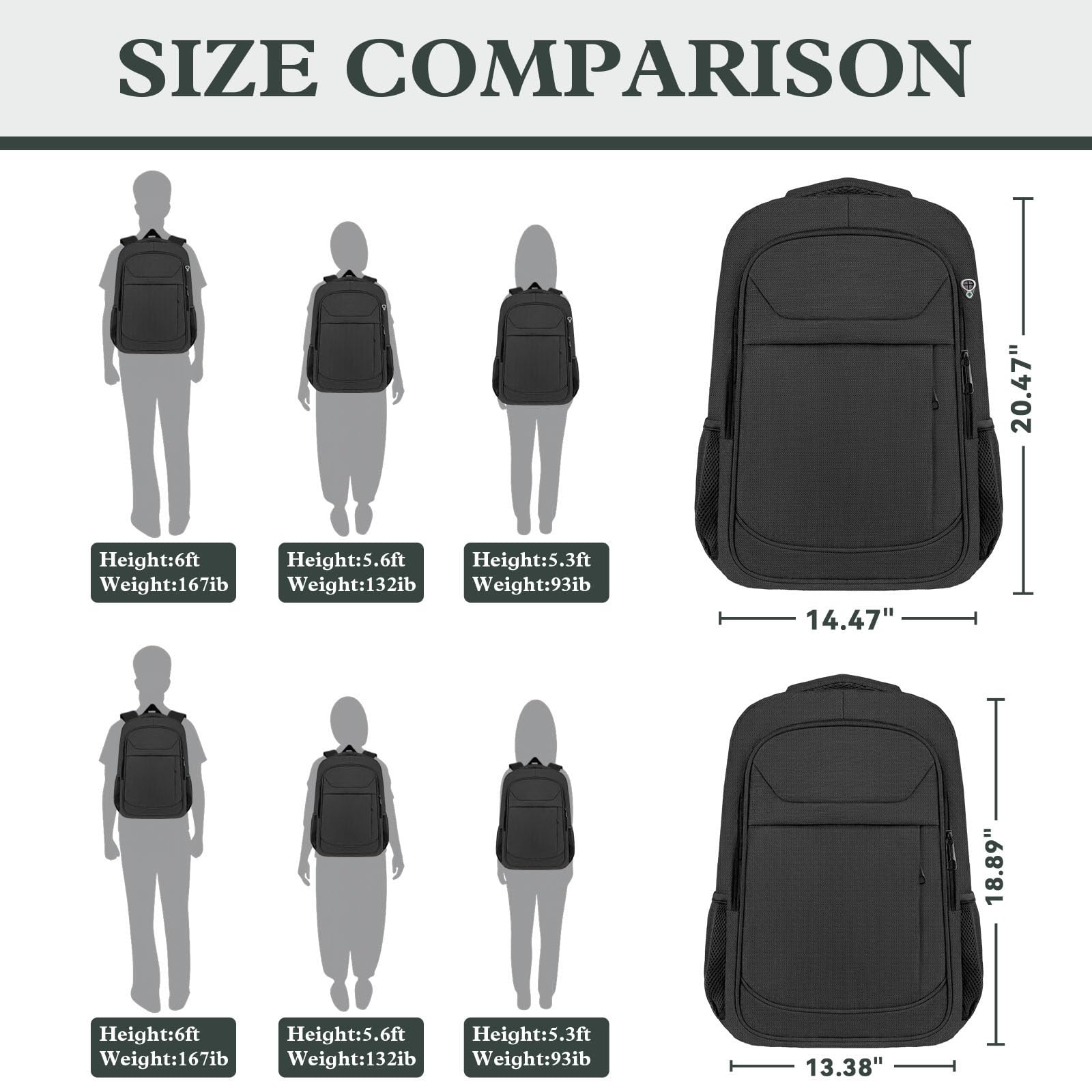 Travel Laptop Backpack 17 Inch, Sturdy Professional Travel Backpack for Men Women with LifetimeWarranty, Airline Approved Big Large Business Work College Computer Backpack, Black