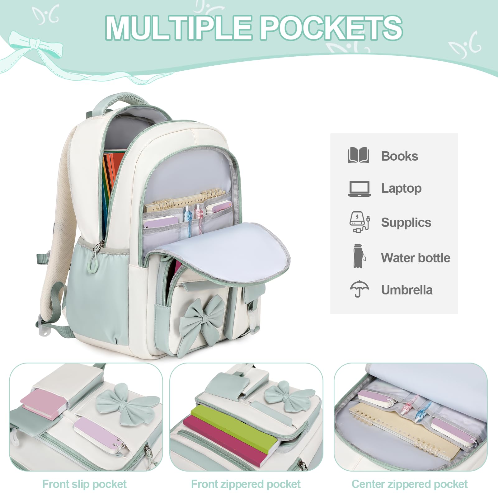DIGOBAY Backpack for Girls, 3PCS Girls Backpack for School with Lunch Bag Pencil Case, Cute Kids Teens Bookbag for Kindergarten Elementary Preschool Middle School (Pink)