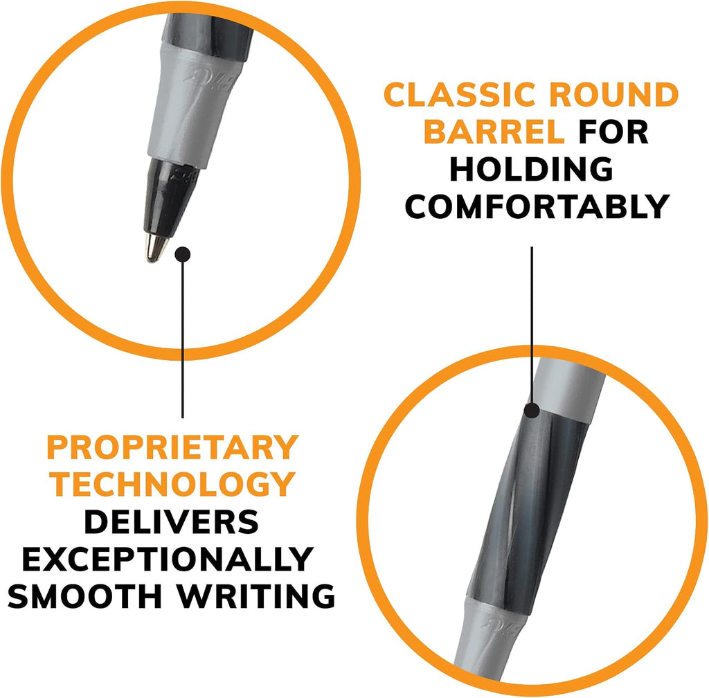 BIC Round Stic Grip Xtra Comfort Blue Ballpoint Pens, Medium Point (1.2mm), 12-Count Pack, Excellent Writing Pens With Soft Grip for Superb Comfort and Control