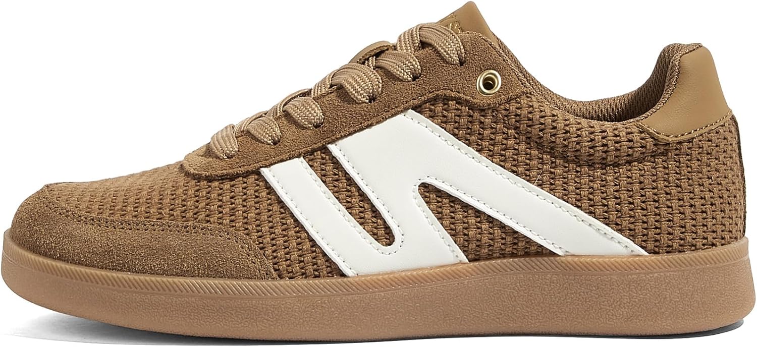 LUCKY STEP Women Classic Retro Gum Sole Fashion Sneakers Casual Tennis Skate Shoe Genuine Leather Walking Footwear Anti Slip Trainers