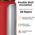 Fanhaw 20 Oz Kids Insulated Stainless Steel Water Bottle with Straw Lid, Leakproof & Anti-Dust Everyday Use Bottle for School, Women & Men, Back to School Essentials (Black)