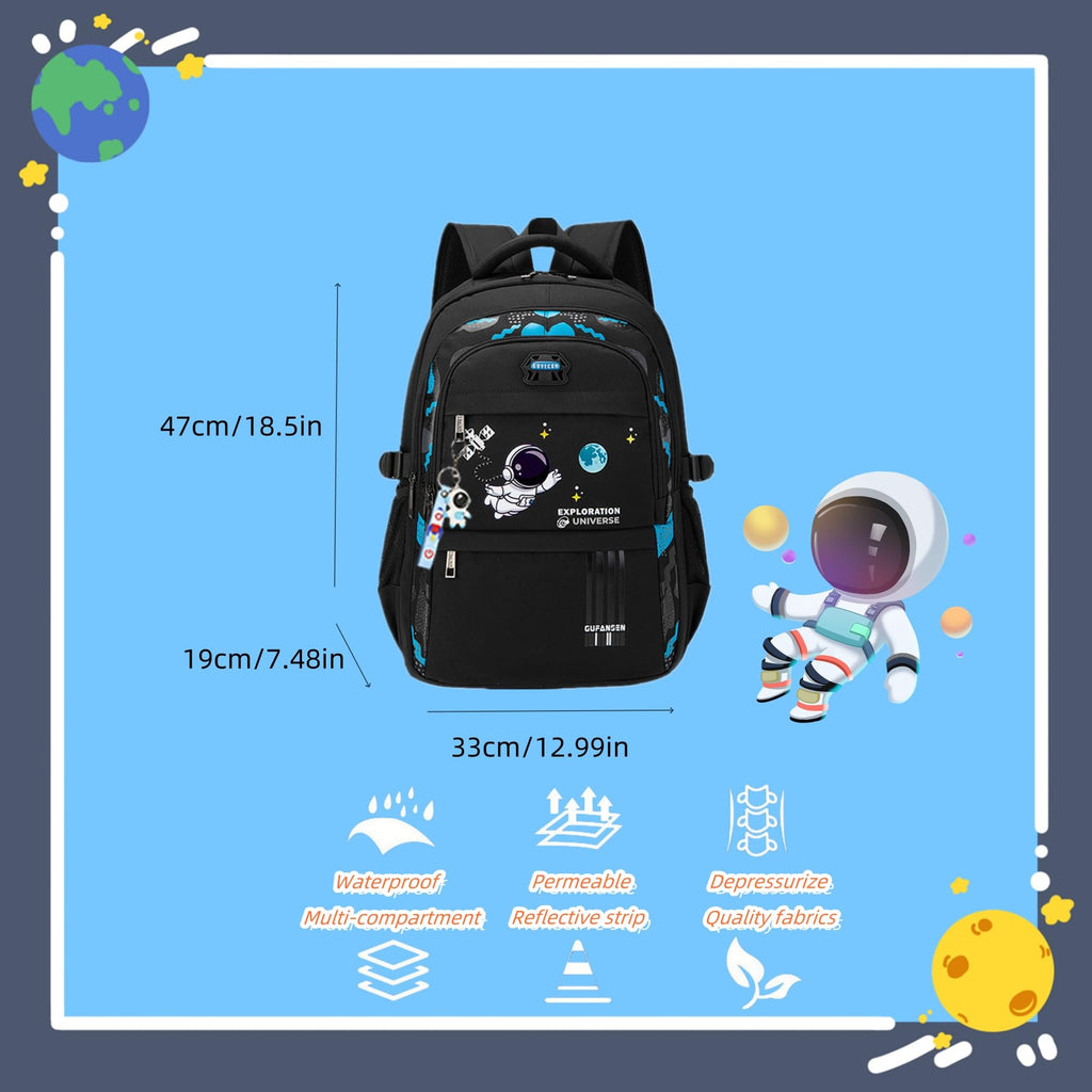 ZHANAO Boys Backpack Astronaut Sports Kids Backpack Space Schoolbag for Girls&Boys Elementary Student Bookbag